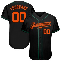 Custom Black Orange-Kelly Green Authentic Baseball Jersey