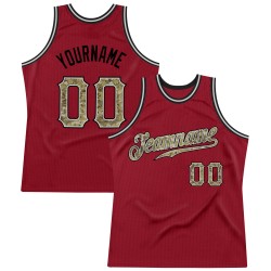 Custom Maroon Camo-Silver Gray Authentic Throwback Basketball Jersey