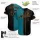 Custom Aqua-Black Old Gold Authentic Split Fashion Baseball Jersey