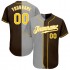 Custom Brown Gold-Gray Authentic Split Fashion Baseball Jersey