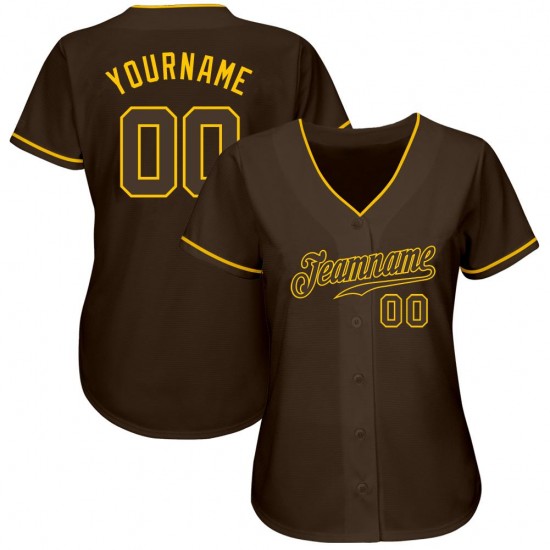 Custom Brown Gold Authentic Baseball Jersey