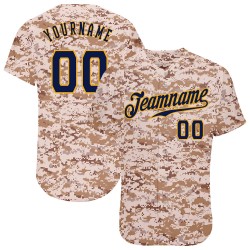 Custom Camo Navy-Gold Authentic Baseball Jersey