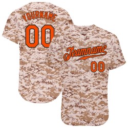 Custom Camo Orange-Black Authentic Baseball Jersey