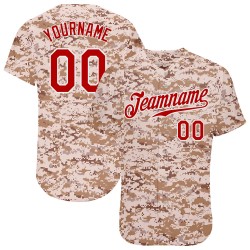 Custom Camo Red-White Authentic Baseball Jersey