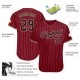 Custom Crimson Cream Strip Black-Khaki Authentic Baseball Jersey