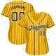 Custom Gold Black Strip Black-White Authentic Baseball Jersey