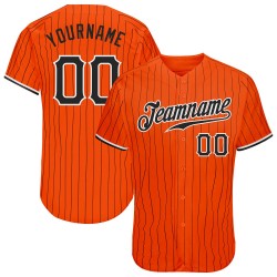 Custom Orange Black Strip Black-White Authentic Baseball Jersey