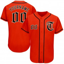 Custom Orange Black-Cream Authentic Baseball Jersey