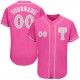 Custom Pink Gray-White Authentic Baseball Jersey