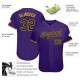 Custom Purple Black Strip-Gold Authentic Baseball Jersey