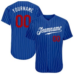 Custom Royal White Strip Red Authentic Baseball Jersey