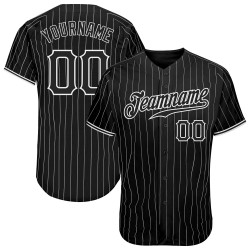 Custom Black White Strip Black-White Authentic Baseball Jersey
