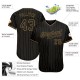 Custom Black Old Gold Strip Black Authentic Baseball Jersey