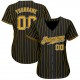 Custom Black Gold Strip Gold-White Authentic Baseball Jersey