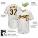 Custom White Brown Strip Brown-Gold Authentic Baseball Jersey