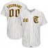 Custom White Brown Strip Brown-Gold Authentic Baseball Jersey