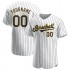 Custom White Navy Strip Navy-Gold Authentic Baseball Jersey