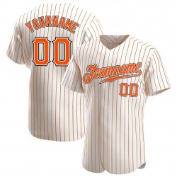 Custom White Orange Strip Orange-Black Authentic Baseball Jersey