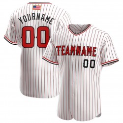 Custom White Red Strip Red-Black Authentic American Flag Fashion Baseball Jersey
