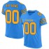 Custom Powder Blue Gold-Navy Mesh Authentic Football Jersey