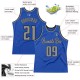 Custom Blue Silver Gray-Black Authentic Throwback Basketball Jersey