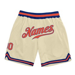 Custom Cream Orange-Royal Authentic Throwback Basketball Shorts