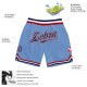 Custom Light Blue Navy-Red Authentic Throwback Basketball Shorts