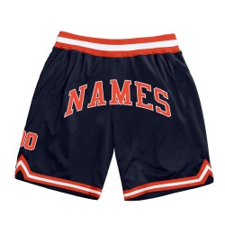 Custom Navy Orange-White Authentic Throwback Basketball Shorts