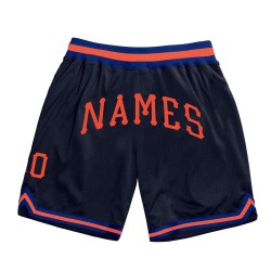 Custom Navy Orange-Royal Authentic Throwback Basketball Shorts