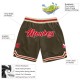Custom Olive Red-Cream Authentic Throwback Basketball Shorts