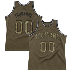 Custom Olive Camo-Black Authentic Throwback Basketball Jersey