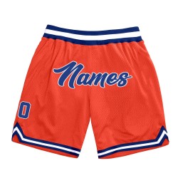 Custom Orange Royal-White Authentic Throwback Basketball Shorts