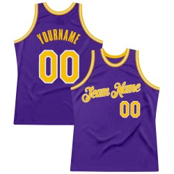 Custom Purple Gold-White Authentic Throwback Basketball Jersey