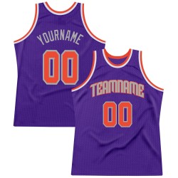 Custom Purple Orange-Silver Gray Authentic Throwback Basketball Jersey