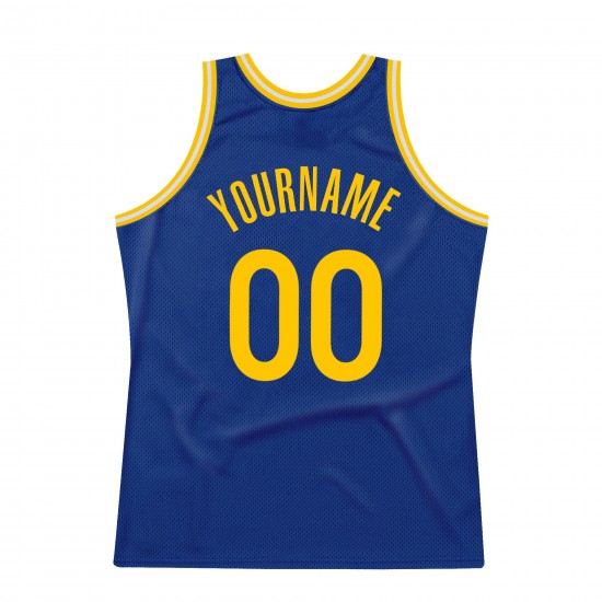 Custom Royal Gold-White Authentic Throwback Basketball Jersey