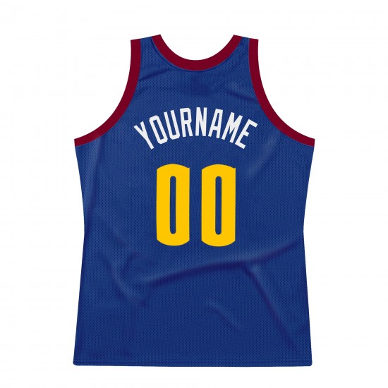 Custom Royal Gold-Maroon Authentic Throwback Basketball Jersey
