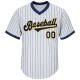Custom White Navy Strip Navy-Gold Authentic Throwback Rib-Knit Baseball Jersey Shirt