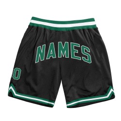 Custom Black Kelly Green-White Authentic Throwback Basketball Shorts