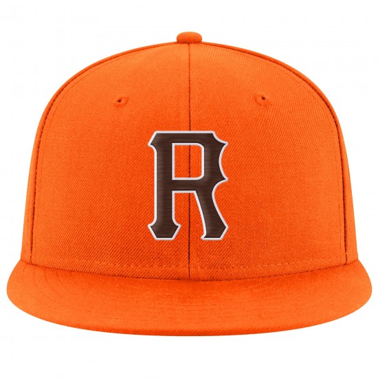 Custom Orange Brown-White Stitched Adjustable Snapback Hat