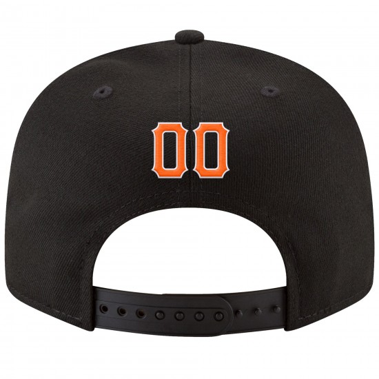 Custom Black Orange-White Stitched Adjustable Snapback Hat
