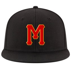 Custom Black Red-Gold Stitched Adjustable Snapback Hat