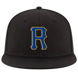 Custom Black Royal-Gold Stitched Adjustable Snapback Hat