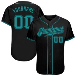 Custom Black Aqua Authentic Baseball Jersey