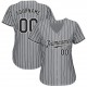 Custom Gray Black Strip Black-White Authentic Baseball Jersey