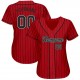 Custom Red Black Strip Black-White Authentic Baseball Jersey