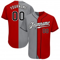 Custom Red Black-Gray Authentic Split Fashion Baseball Jersey