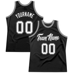 Custom Black White-Silver Gray Authentic Throwback Basketball Jersey