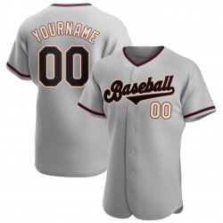Custom Gray Black-Khaki Authentic Baseball Jersey