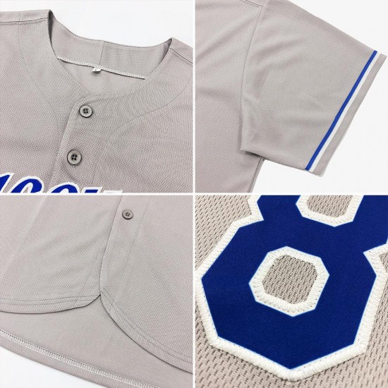 Custom Gray Black-Khaki Authentic Baseball Jersey